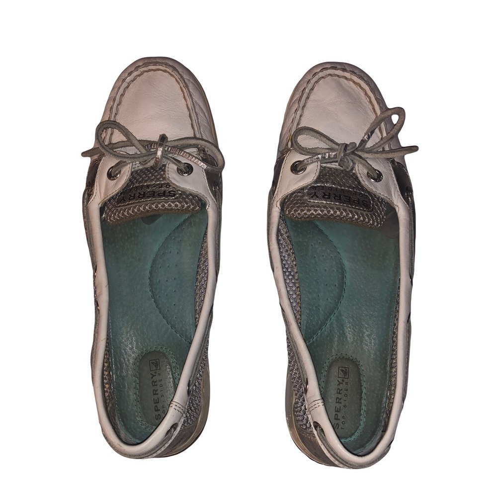 Sperry Boat Shoes Womens 8.5 M Angelfish Mesh Slip On 9841503 White Leather
